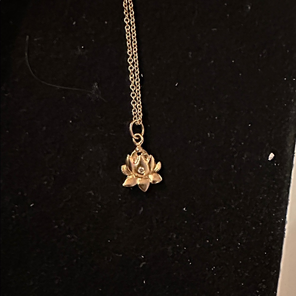 Helen Ficalora Gold Lotus Flower Charm with Diamond